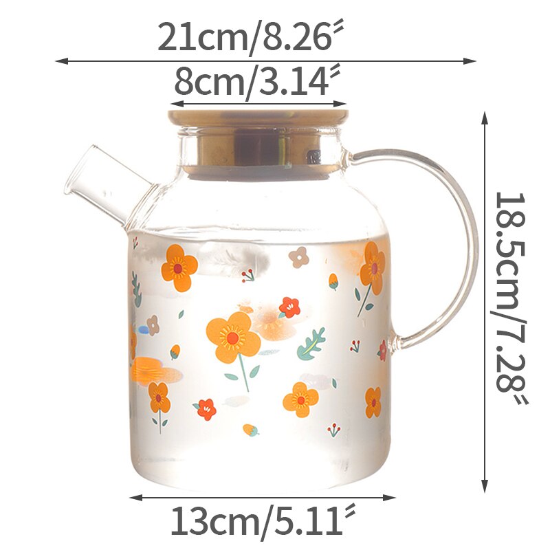 Botella de agua fría de cristal, jarra de agua fría, cubierta de bote de agua, utensilios de cocina para fruta, zumo, flor, té, fruta, cocina: L
