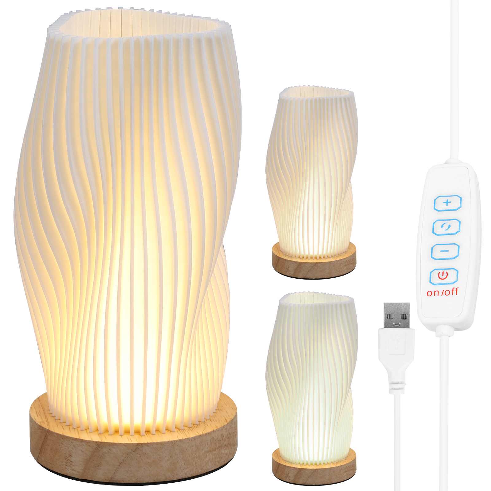 Nachttischlampe mit Holzsockel, Neuheit, kleine Nachttischlampe, Jahrgang-Stil, gestreift, kleine Nachttischlampe für Wohnzimmer: Ursprünglich Titel