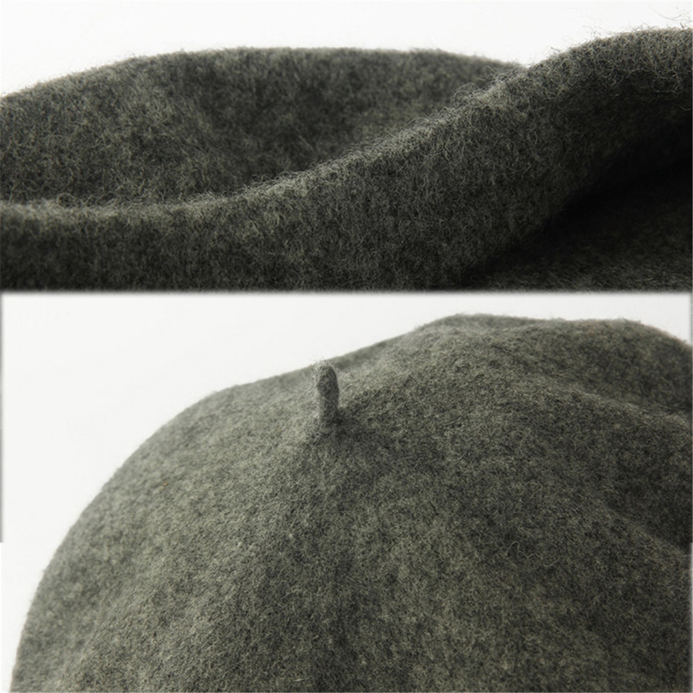 Vintage Winter Warm Wol Vlakte Baret Voor Vrouwen Meisjes Kunstenaar Casual Solid Black Red Beanie Caps Boinas para Mujer