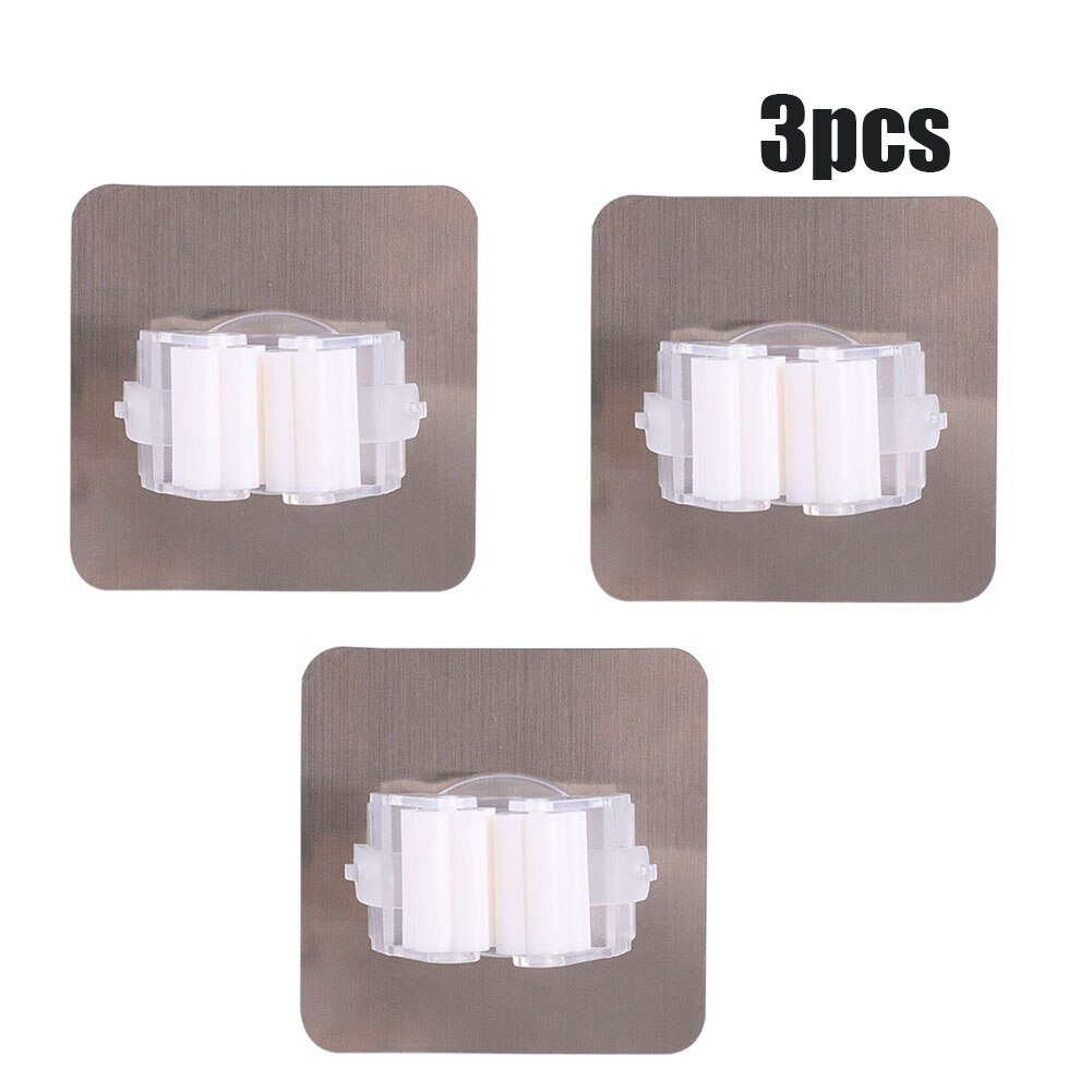 Multifunctionele Haken Mop Houder Wandmontage Organizer, borstel Bezem Hanger Haak Keuken Badkamer Waterdichte Wand Haak Self-Adhesiv: 3pcs White Hooks