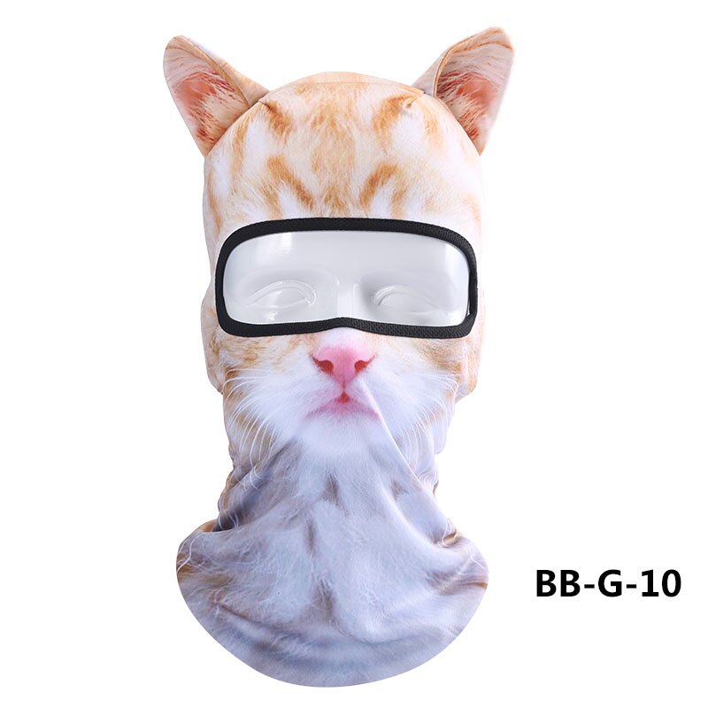 Dammsäker djurmönster huvudbonader med öra katt hund lejon män kvinnor hel ansiktsmask balaclava huva täcka hals halsduk hattar: Bb-g -10