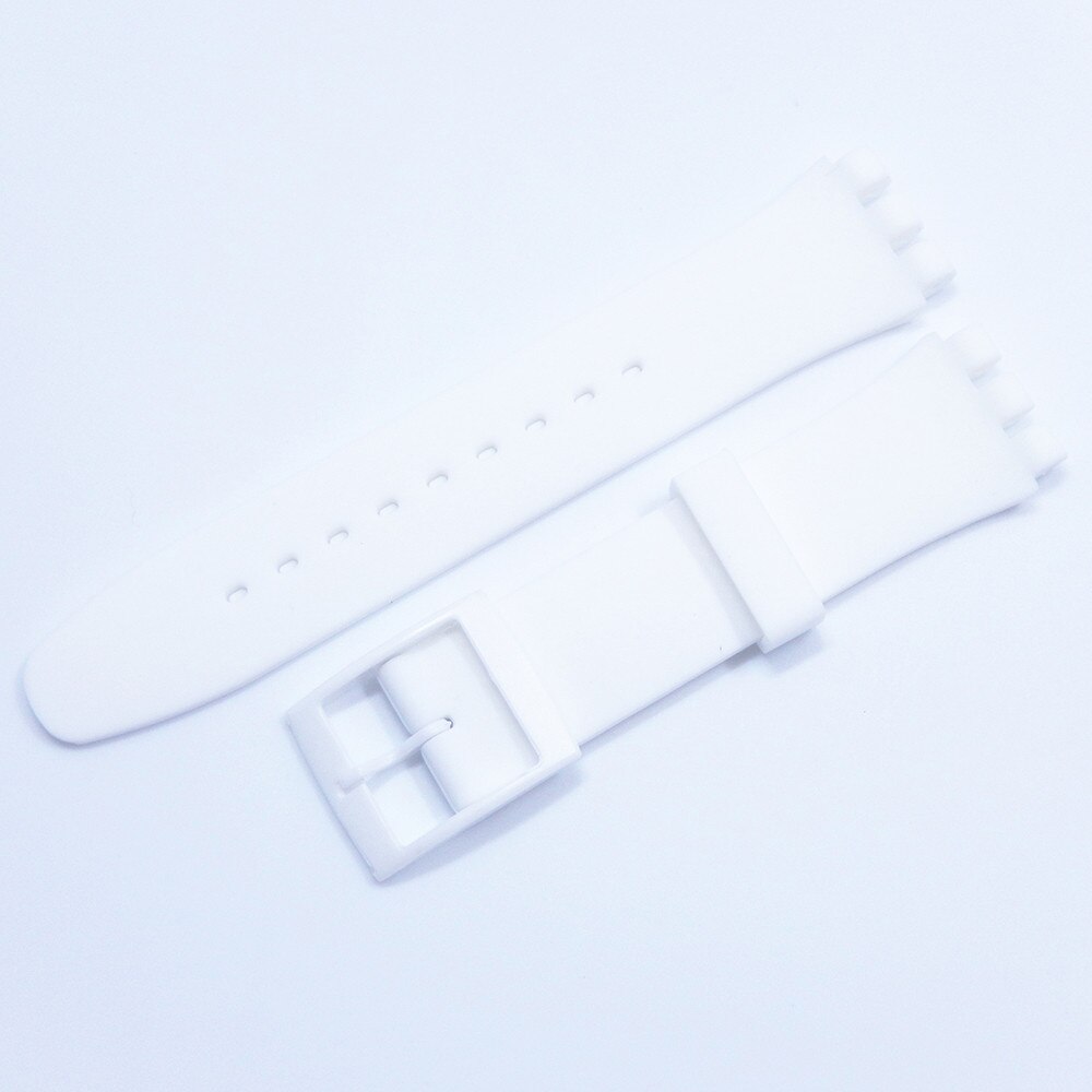 Correa de reloj para Swatch, accesorios de pulsera de silicona de goma, 17mm, 19mm, 20mm: M / Blanco