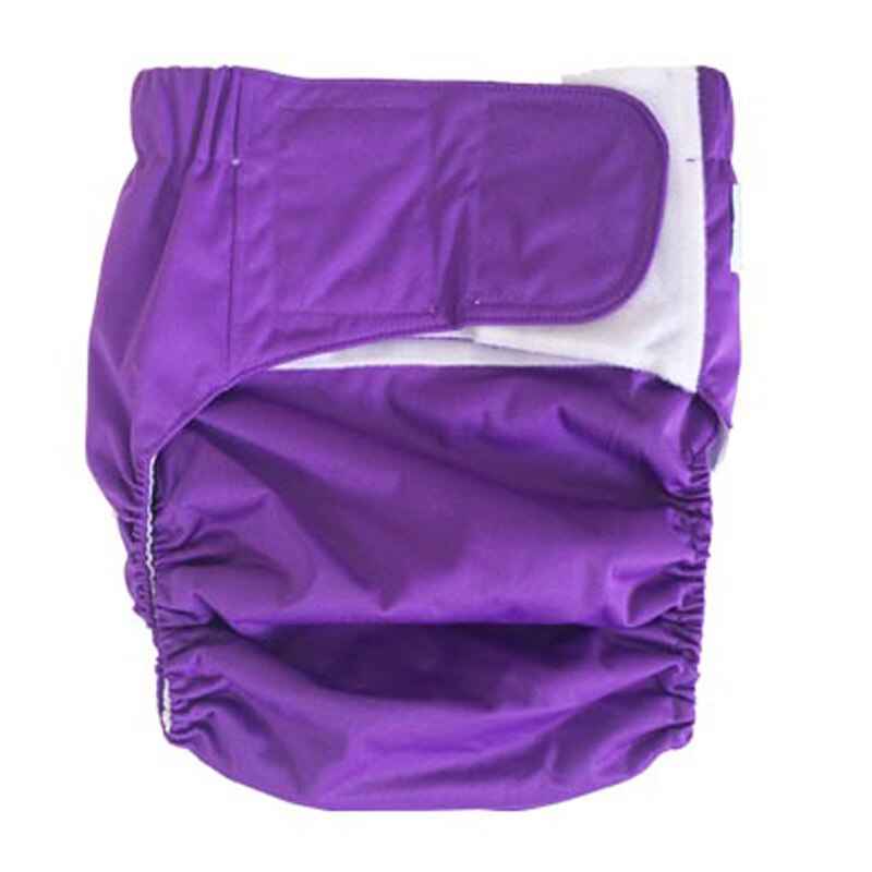 reusable unisex adult cloth diaper pants incontinence nappy inserts cover with velcro washable 35kg-100kg S M L XL: purple / XL(waist100cm-135cm)