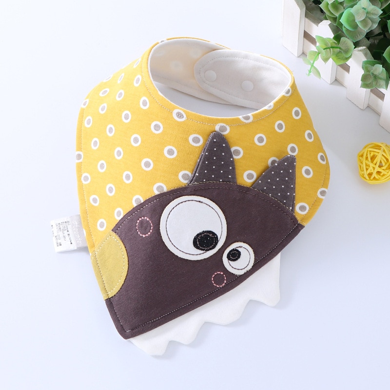 Snailhouse Baby Cotton Bandana Bibs Baby Babador Infant Burp Cloths Cute Cartoon Saliva Towel Triangle Scarf Baby Accessories: Wolf