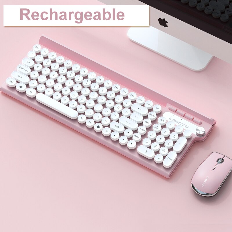 Rechargeable Wireless Gaming Keyboard Mouse Set For Macbook Xiaomi PC Gamer 2.4G Wireless Keyboard Gamer Mouse Computer Keyboard: Pink