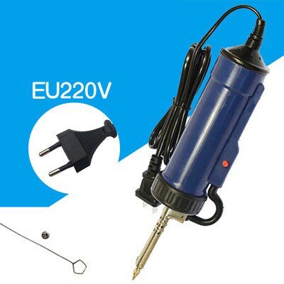 Draagbare Automatische Tin Elektrische Vacuüm Soldeer Sucker Desolderen Machine 220V 30W Elektrische Tin Zuigapparaat Eu Met Nozzle: 220V Blue