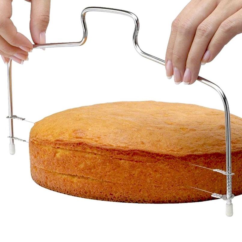 1PC Stainless Steel Adjustable Wire Cake Cutter Slicer Leveler Device Cake Bread Slicer Cutter DIY Bakeware Kitchen Tool