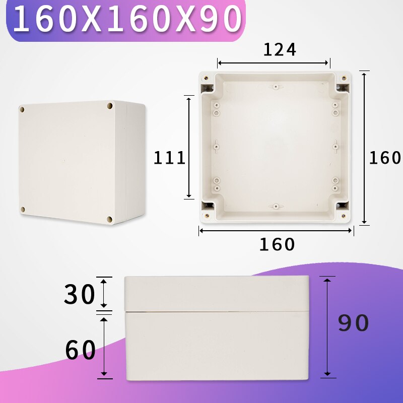 Outdoor Waterproof Case Enclosure Plastic Box Electronic Project Case Waterproof Junction Box for Electronics: 160-160-90