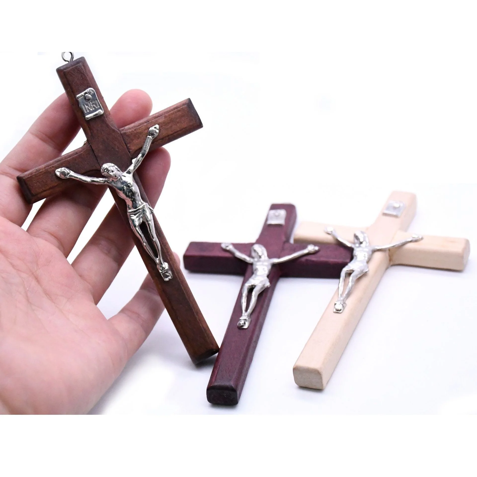 Träkors zinklegering jesus katolsk kyrka ornament väggmonterad es kristen minneshalsband hänge
