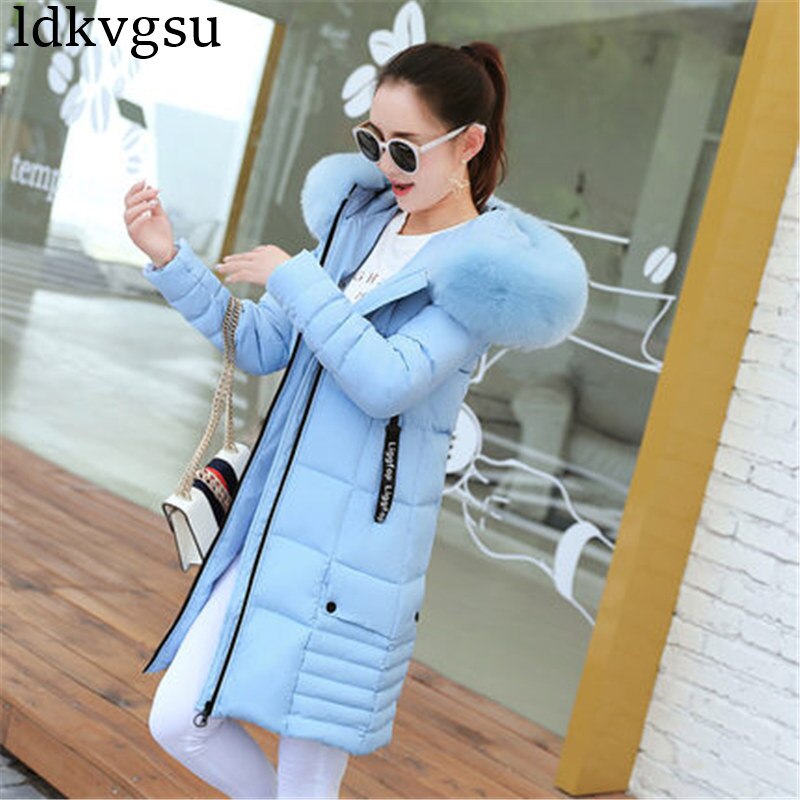 Women Winter Jackets Down Cotton Hooded Coat Plus Size Parkas Mujer Coats Long Coat Female Fur collar Coats A1297