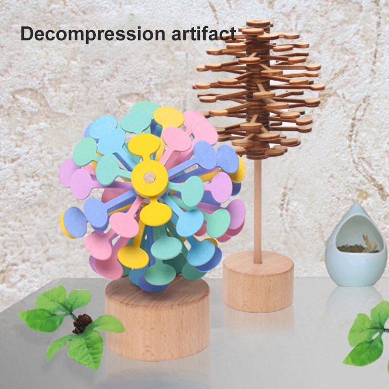 Rotating Lollipop Art Decor Wand Stress Relief Toy Office Decompression Boy Girls Toy Candy Wooden Wand Stress Relief