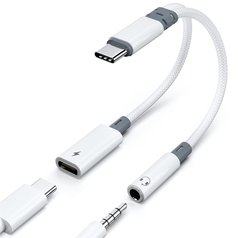Divisor USB C 2 en 1, PD 60W tipo C a conector de 3,5mm, adaptador de Audio auxiliar para auriculares, cargador rápido tipo C, DAC de 32 bits para iPhone 15 16: Default Title