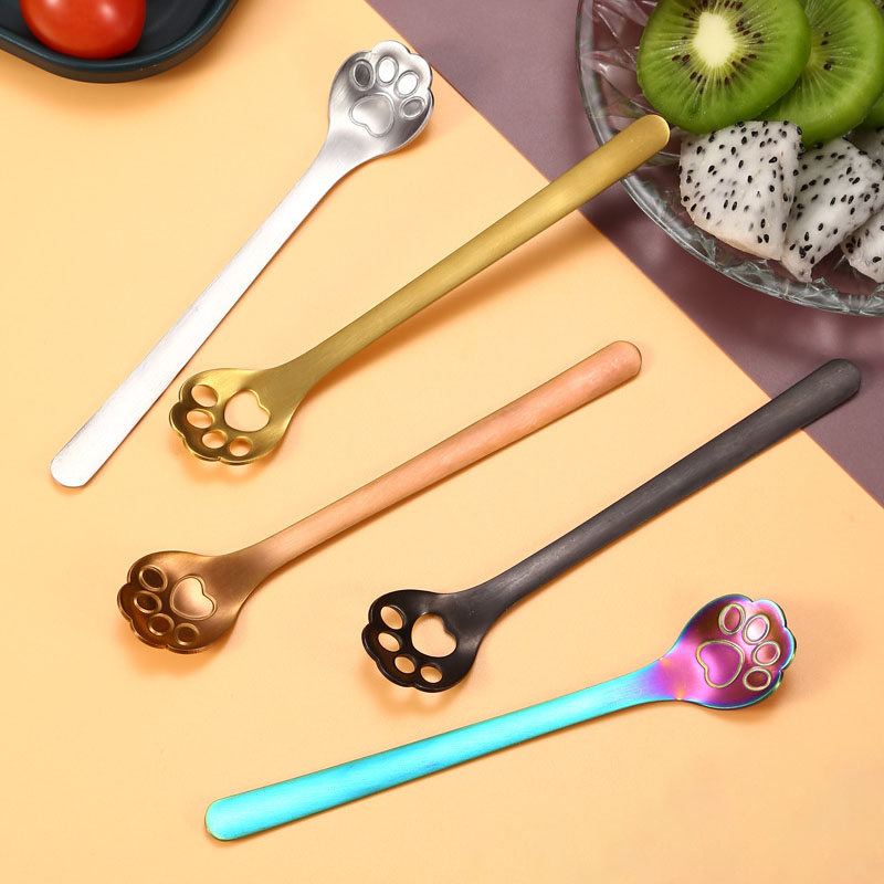 1Pcs Kat Poot Theelepel Multifunctionele Leuke Servies 304 Roestvrij Staal Kerst Benodigdheden Keuken Accessoires Koffie Taart Lepel