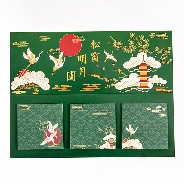 60 pcs Chinoiserie Post Notes Retro Fly Crane Sakura Memo Pads Bullet Journaling Accessories Sticky Note Aesthetic Stationery: E