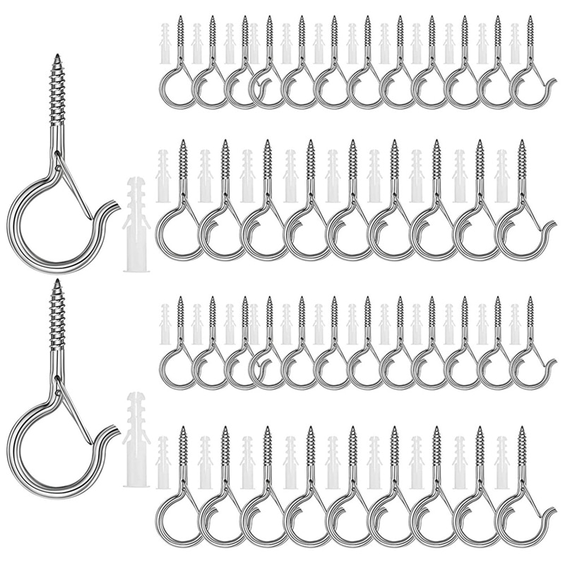 48Pcs Screw Hooks Ceiling Hooks Wall Hanging Hook Cabinet Screw Buckle Hanger Buckle for Hanging Plants Lights Party: Default Title