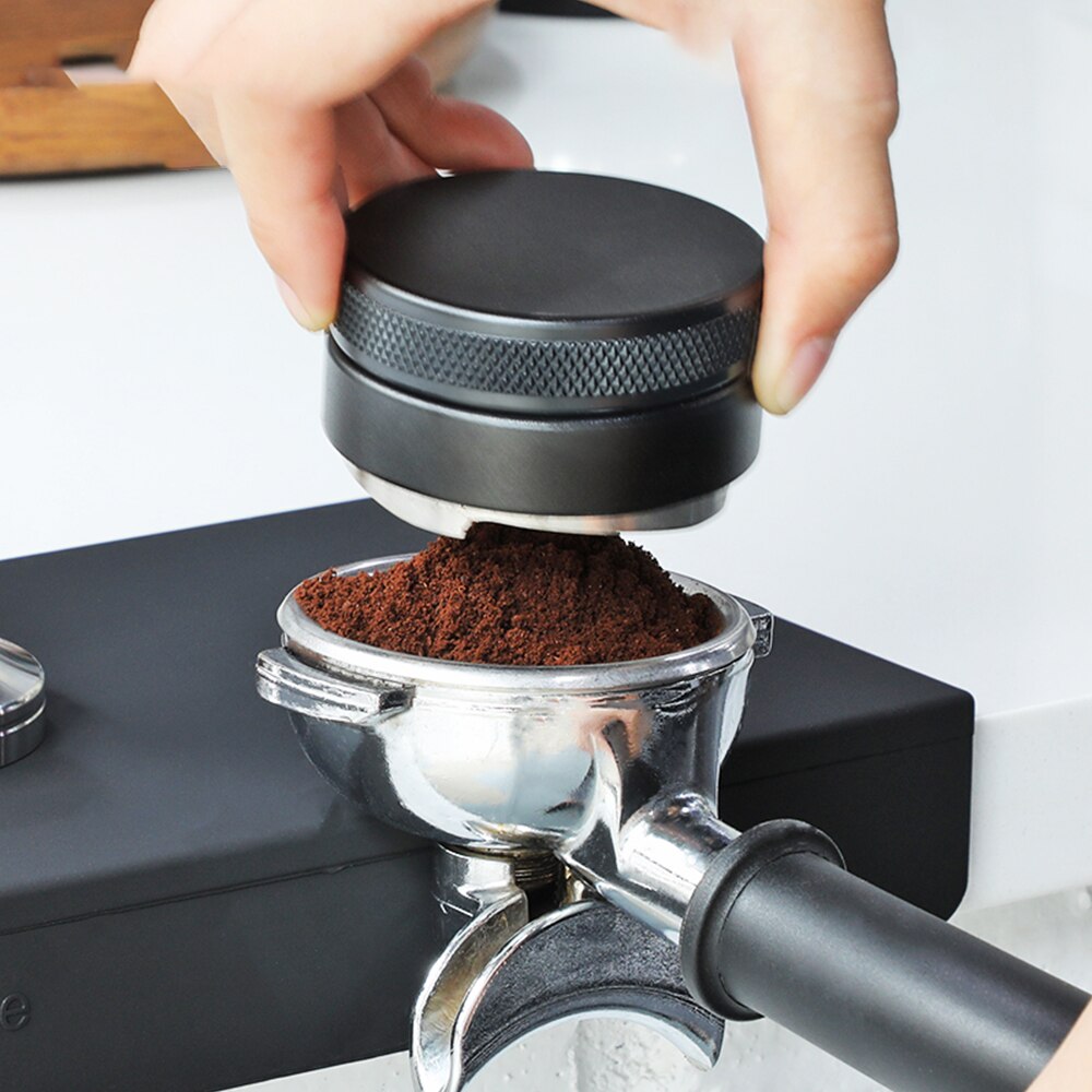 Prensa para café expreso ajustable de 51mm, distribuidor de café de aluminio para Barista, Base plana de acero inoxidable, prensa para granos de café