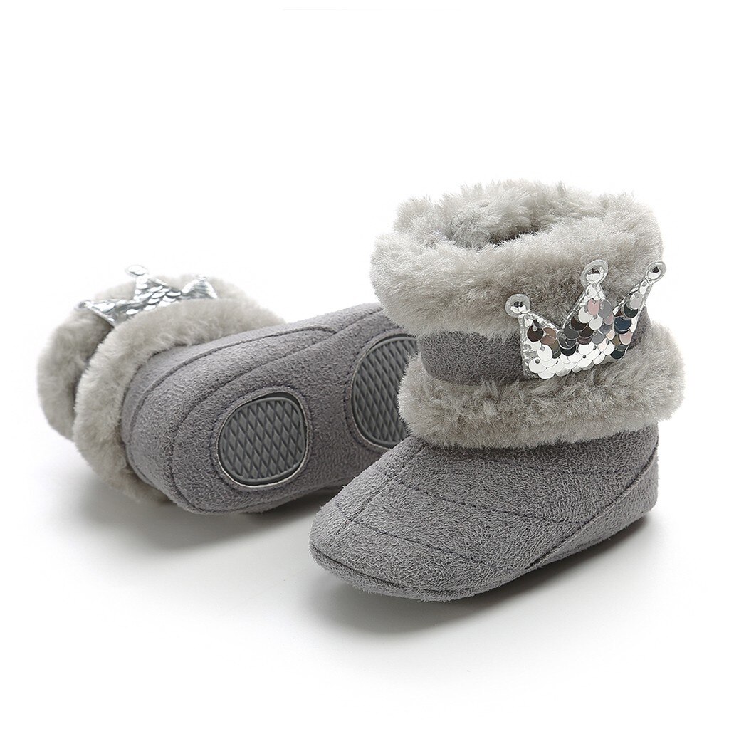 Del bambino Del Capretto Delle Ragazze Carino Corona Bling Inverno Stivali Da Neve Caldo Casual Scarpe