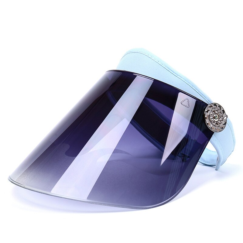 Fläckmask ansiktsmössa bakterier unisex plastvisir solhatt justerbar sportsolskydd utomhus sommarmössa  qp2: Himmelsblå