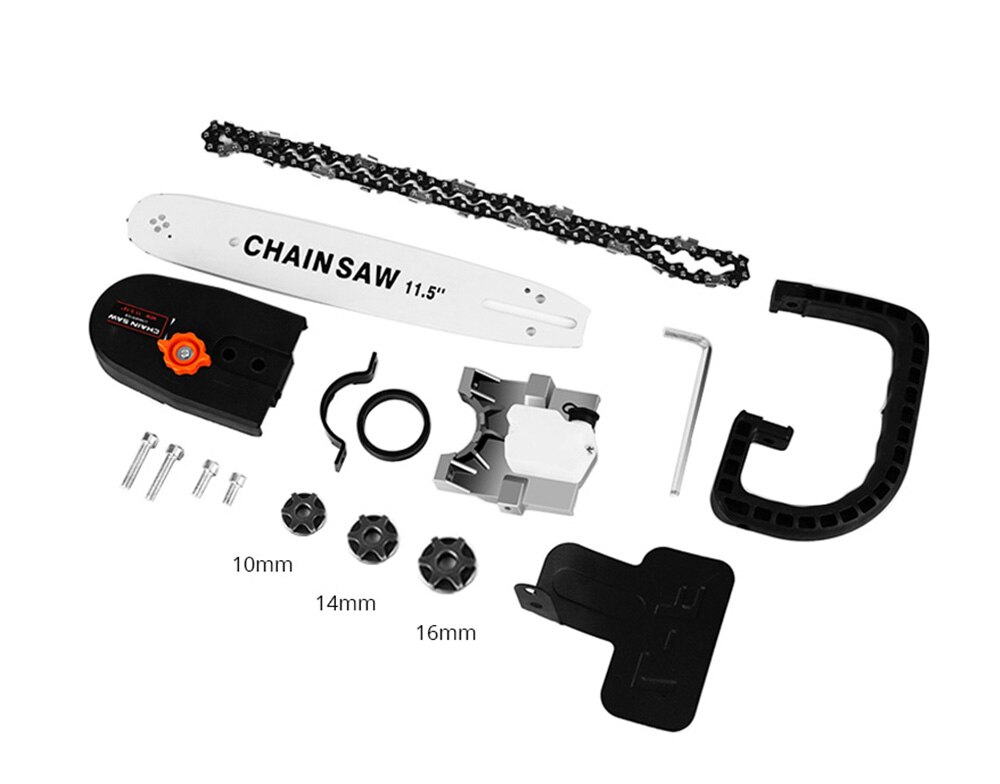 11.5 Inch Chainsaw Attachment For Angle Grinder, Electric Chain Saw With Transparent Fuel Tank, Logging Saw Adjustable Tension: Default Title