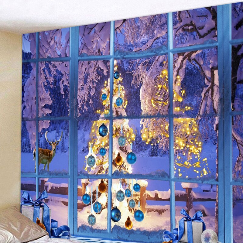 Juletæppe snemand juletræ varm følelse smuk boligindretning polyester tynd julevæghængende klud: A2 / 150 x 200cm