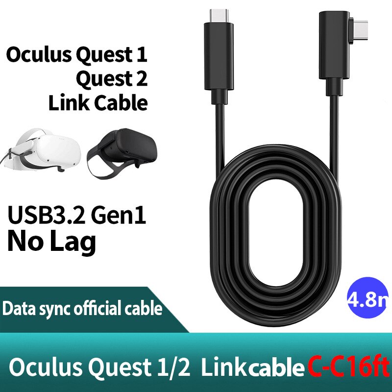 6M/5M Oculus Suche 1 Datenleitung Ladekabel Für Oculus Suche 2 Verknüpfung VR Daten Transfer kabel USB-A Typ-C VR Headset Zubehör: 4.8M C zu C