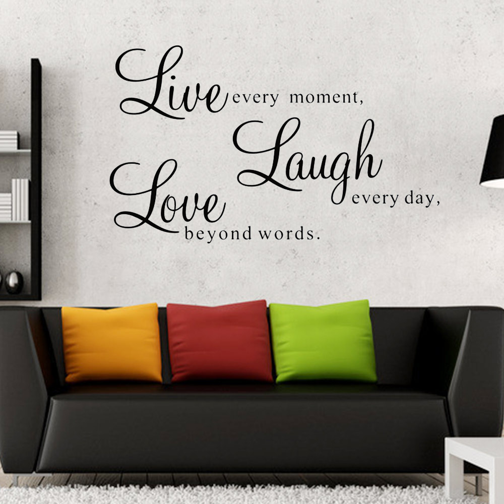 Engels Tekst Live Laugh Love Quote Vinyl Sticker Verwijderbare Art Wall Stickers Diy Home Decor Sofa Achtergrond
