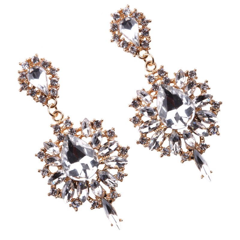 Frauen Ohrringe Bunte Blume Große Luxus Starburst Anhänger Kristall Zucht Juwel Aussage Ohrringe Schmuck