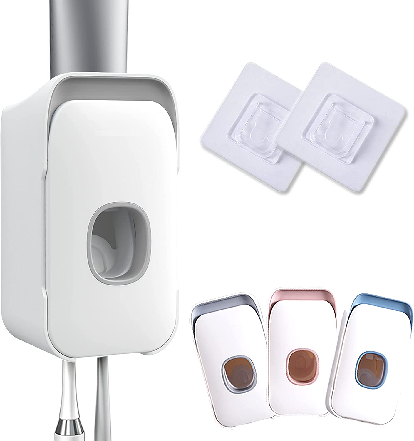 Automatic toothpaste dispenser 2 in 1 toothpaste holder wall-mounted toothpaste squeezer , suitable for children's bathroom: Pink