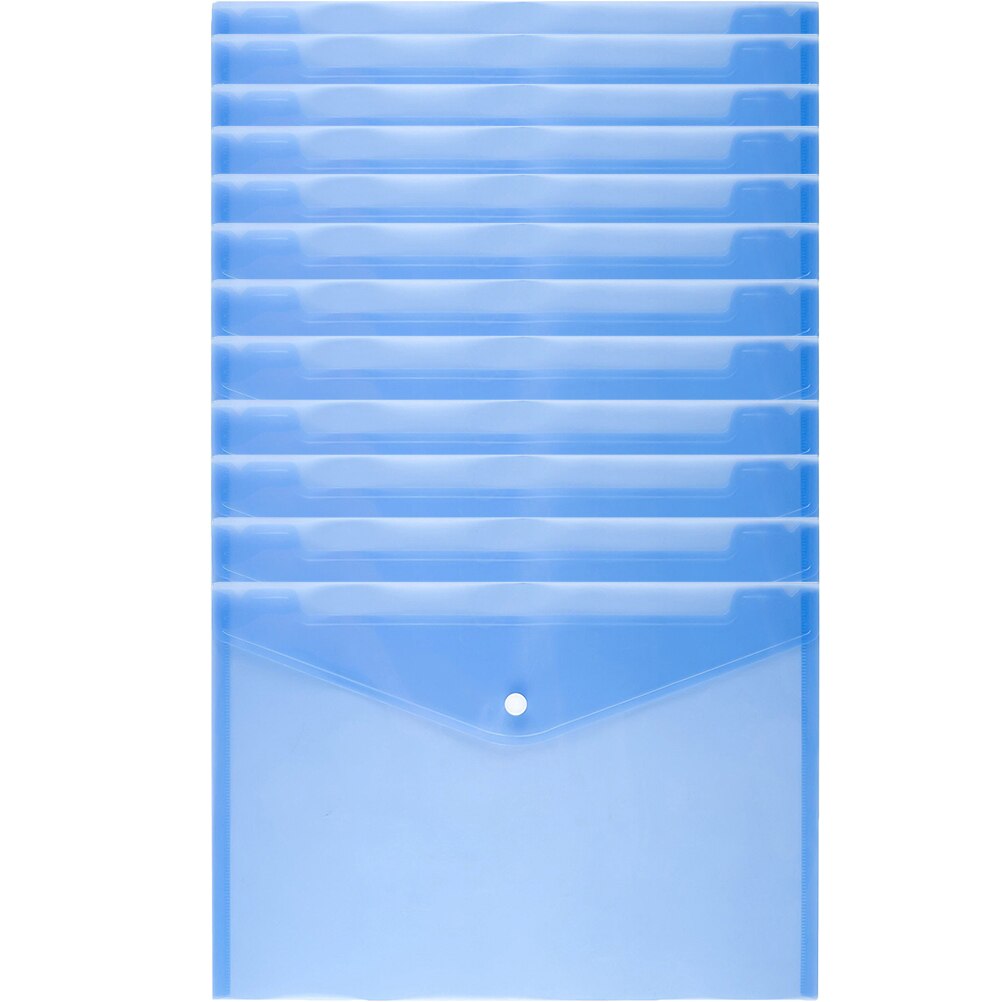 12 Pcs Envelope File Document Folder Clear Document Envelope Organizer with Snap Button(Blue)