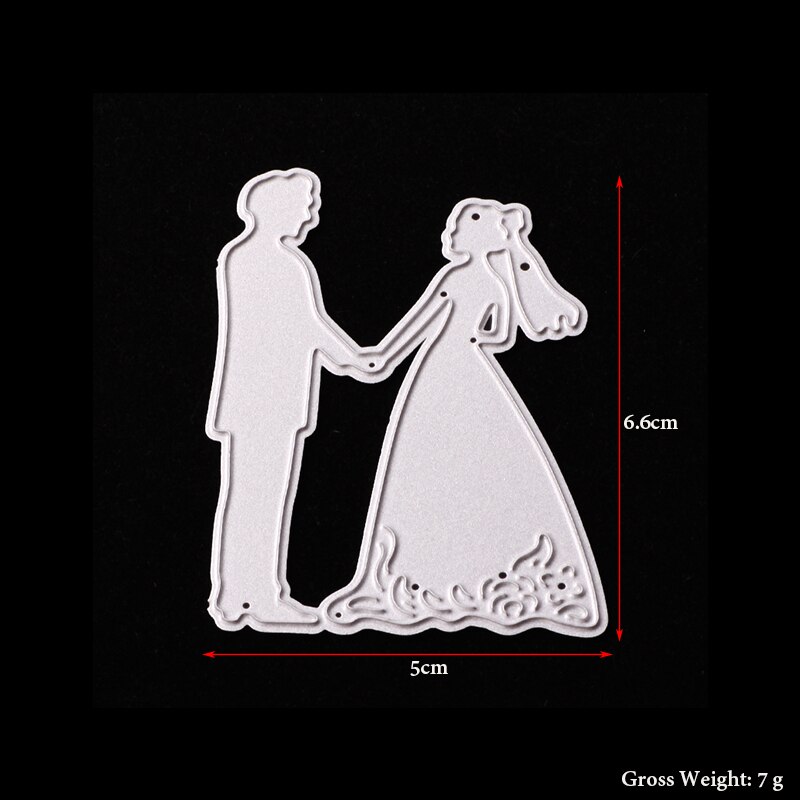 ABOOM 1PC Carbon Steel Bride Groom Lover Cutting Dies Stencils Decorative Embossing Wedding Scrapbooking Paper Cards Stencil