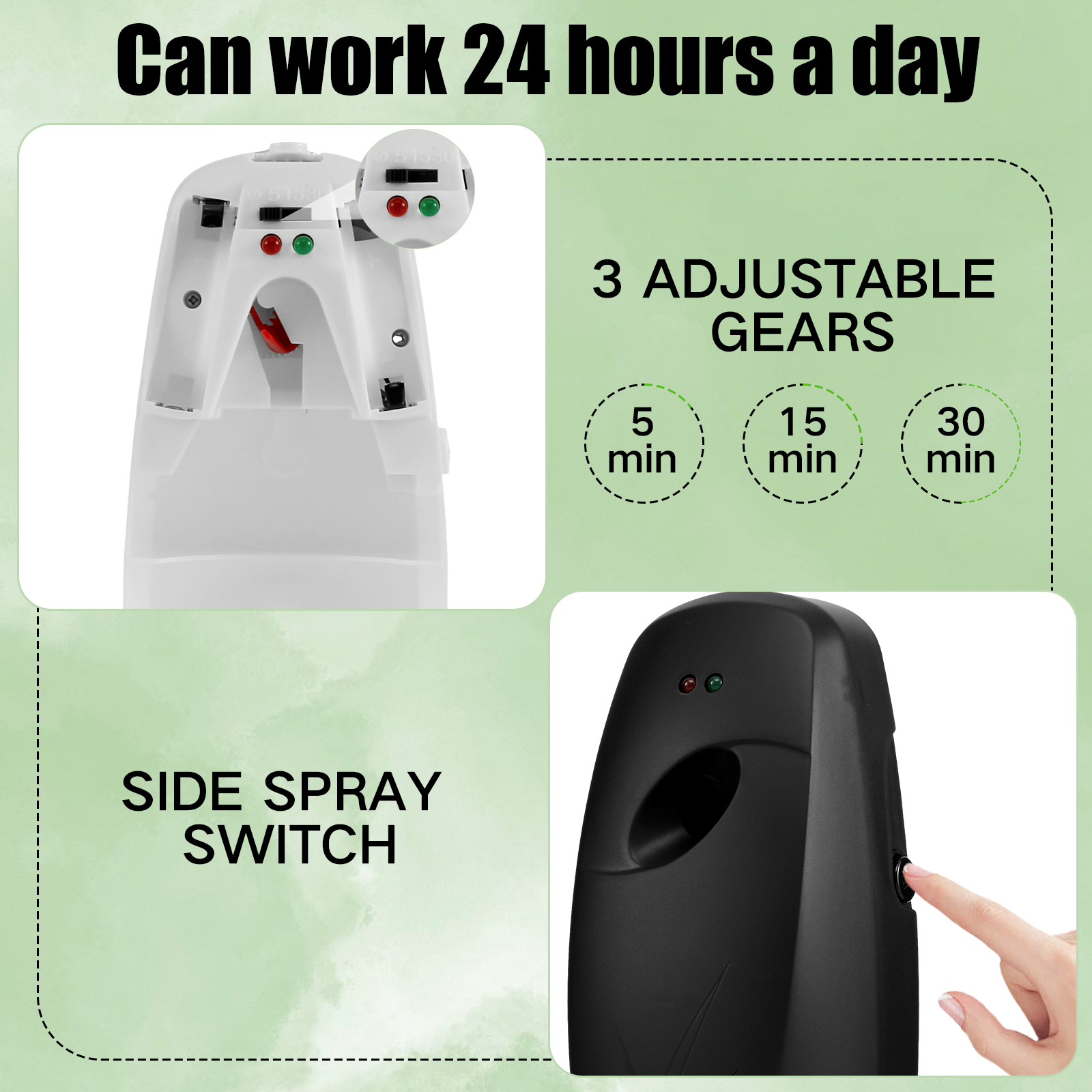 Distributeur d'air plus frais mural, Spray de parfum automatique liquide de 300ML avec 3 modes réglables pour distributeur de parfum domestique, 2 pièces