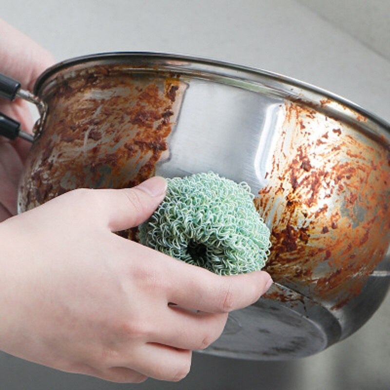 Nano Fiber Clean Ball Scouring Cloth Home for Kitchen with Handle Decontamination Cleaning Brush Pot Dish Brush Tools