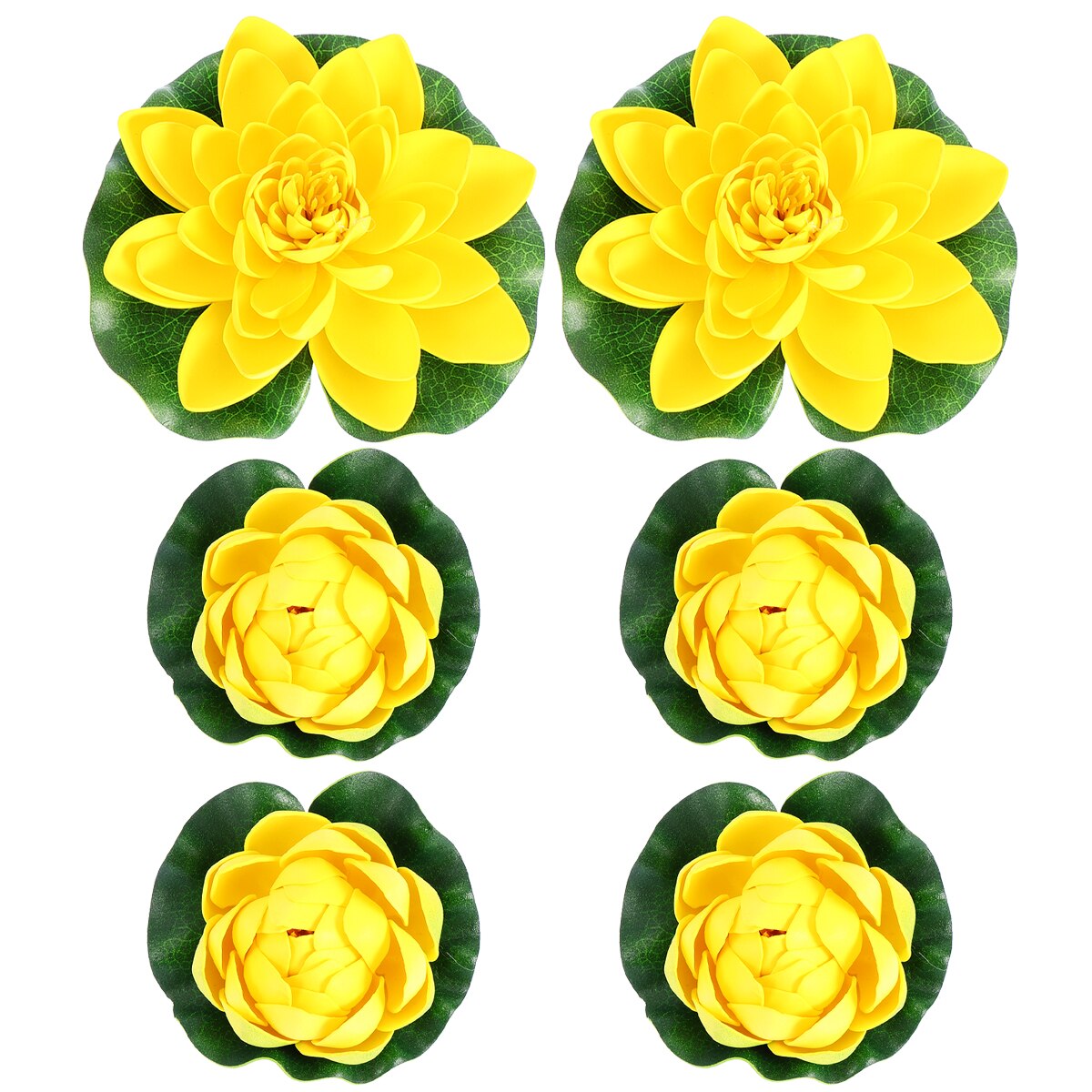 6PCS Simulation Lotus Lilies Artificial Plastic Pond Plants Home Decoration: Yellow