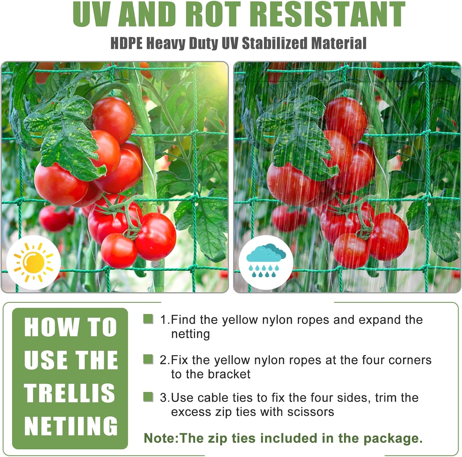 1PCS Trellis Netting Outdoor Heavy Duty Nylon Plant Climbing Netting Plant Net for Cucumber Tomato Fruits Vegetables Grapes