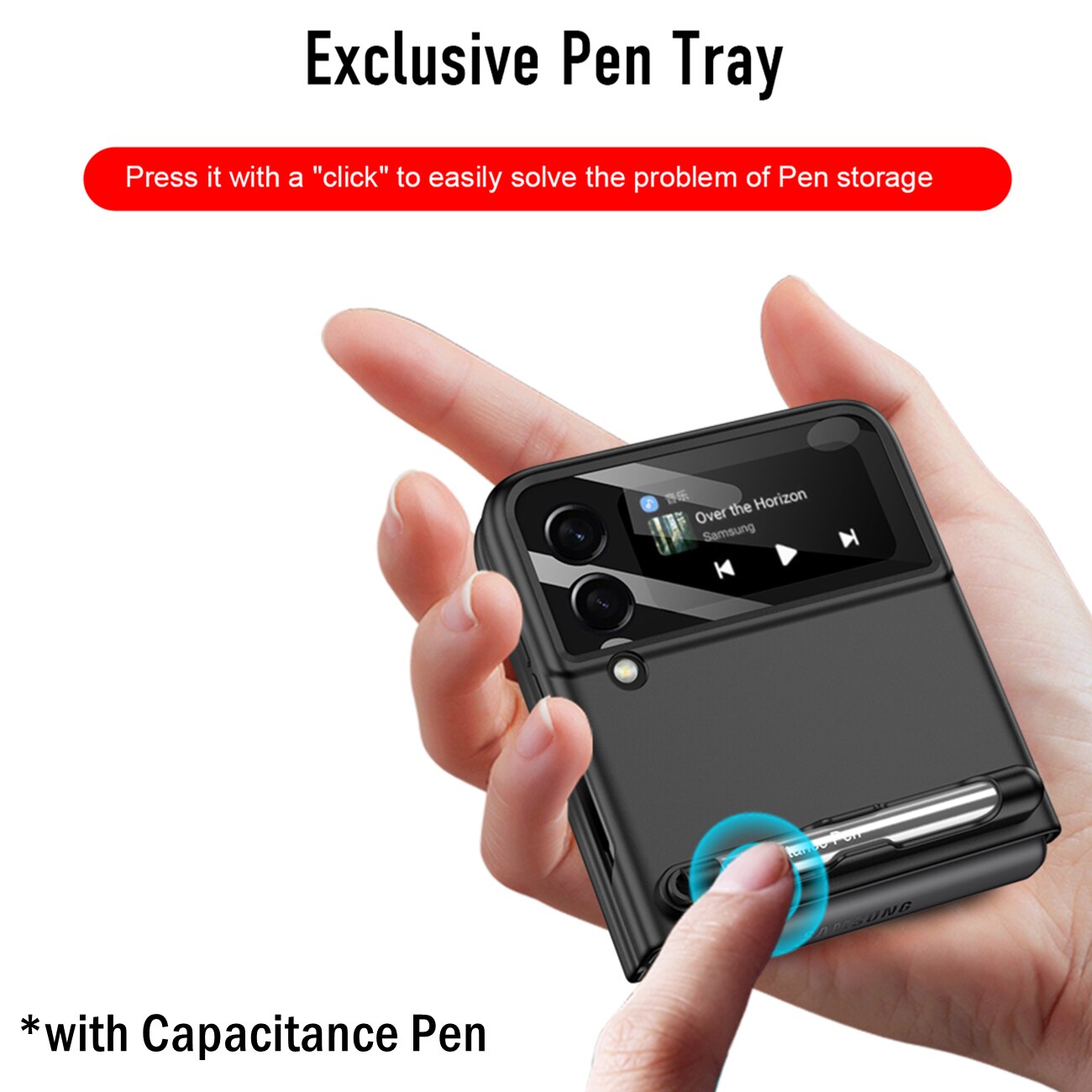 Coque avec fente pour stylo, Protection complète en verre, pour Samsung Galaxy Z, Flip 3, Flip3, 5G, 2022