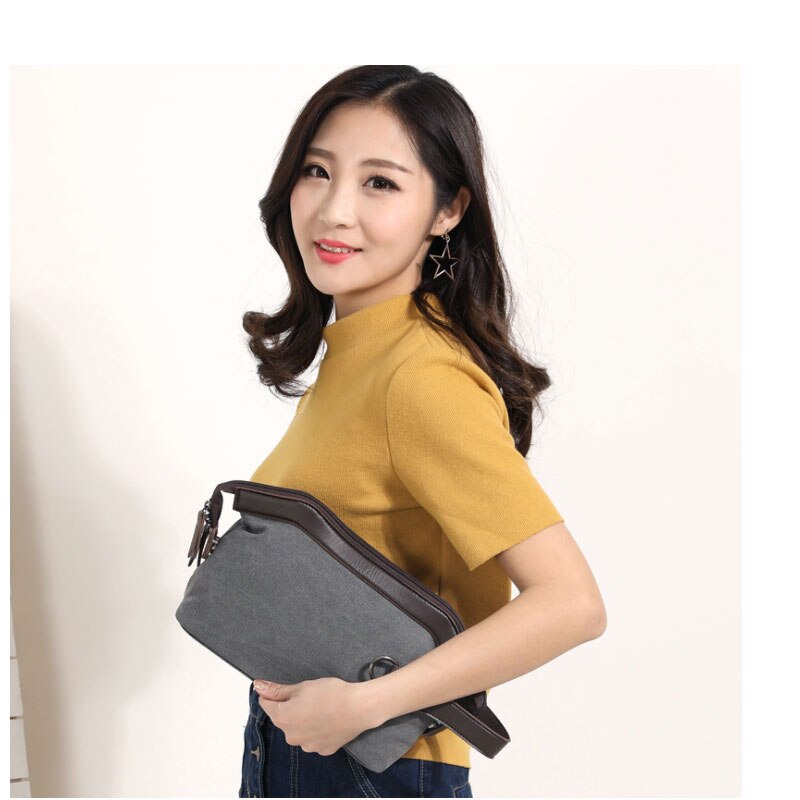 Klassische Casual Frauen Leinwand Kupplung Taschen Mit Leder Gürtel Neue Kleine Hand Taschen Für Männlichen & Weibliche Kupplung Tasche reise Handtasche