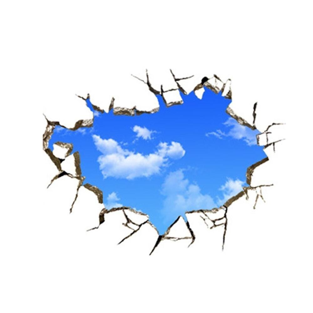 Window Hole Stickers Landscape Blue Sky White Cloud 3D Wall Sticker Home Decal For House Living Room Roof Decals: Default Title
