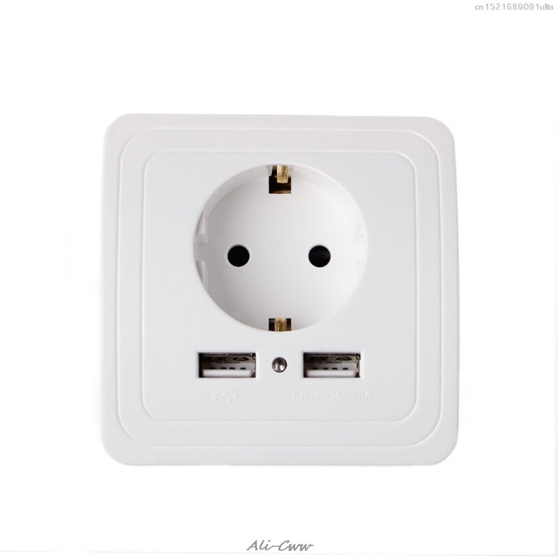 Power outlet Dual USB Port 5V 2A Electric Wall Charger Adapter EU Plug Socket Switch Power Charging Outlet