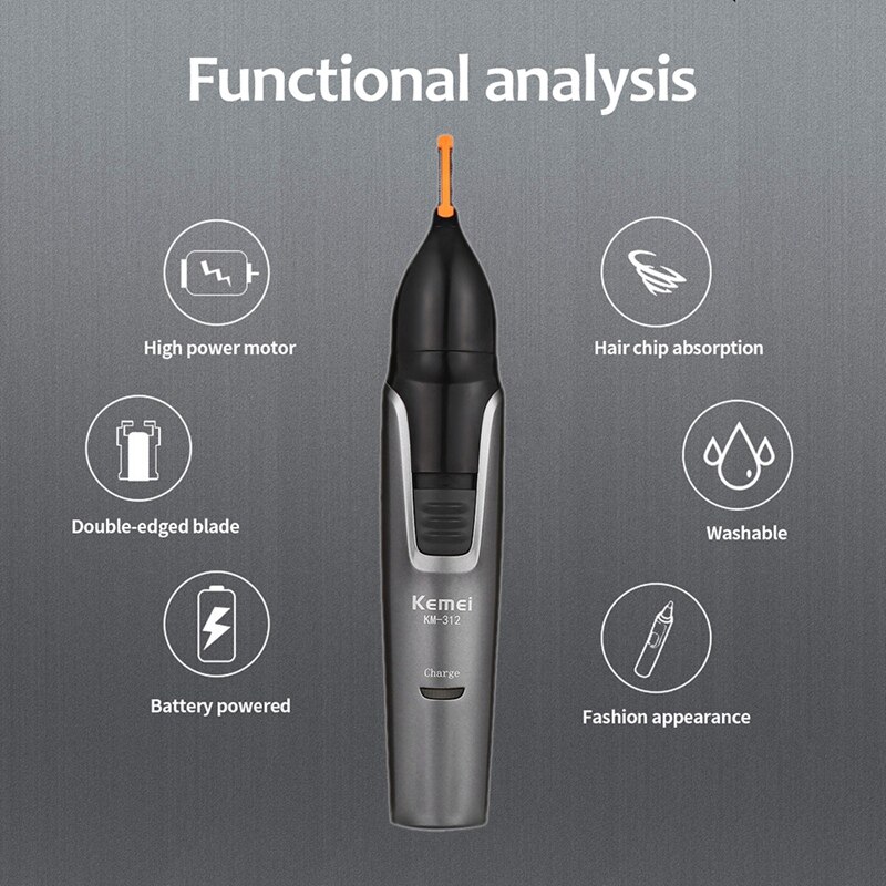 Kemei Km-312 3In1 Nose Hair Trimmer for Men Shaver Electric Eyebrow Trimmer Hair Trimmer with Trimming Device Eu Plug