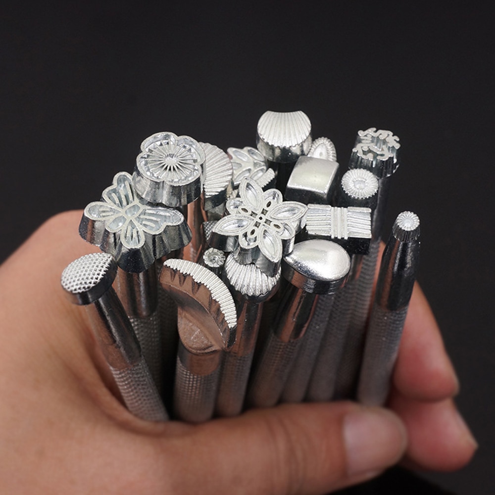 Herramientas de grabado DIY, nuevas de cuero para manualidades, estampado de flores en relieve, herramientas de grabado hechas a mano, herramienta de estampado de sellos y juego de troqueles de Metal