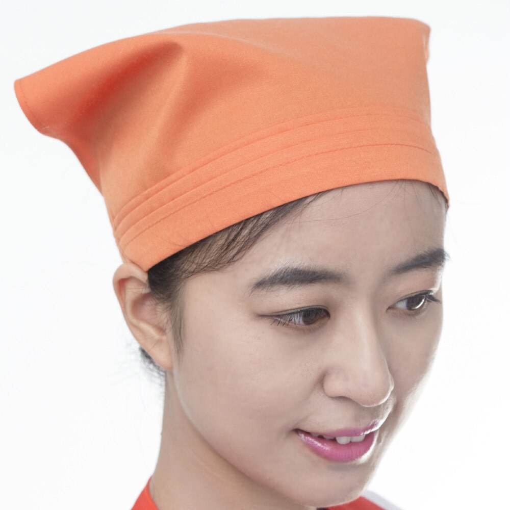 Chapeau de Chef de cuisine, foulard de tête anti-fumée, Restaurant, cantine, boulangerie, chapeau hygiénique pour travail, casquette de cuisson, serviette triangulaire: Orange