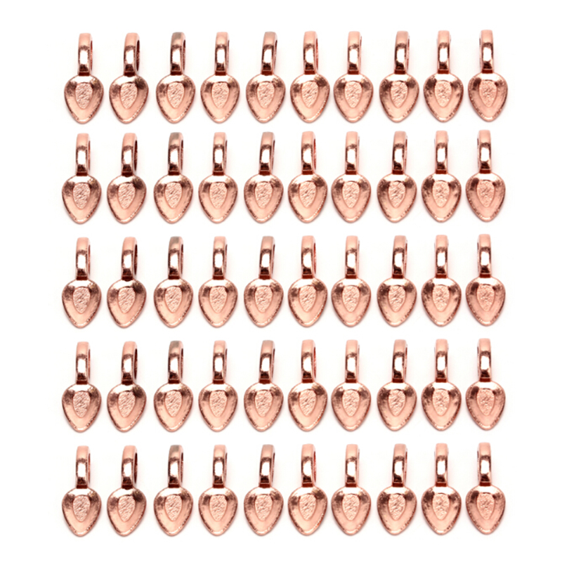 50pcs Glue On Flat Pad Bails Pendants Charms Connector Jewelry Making 21*8mm Connector Hanger for Jewelry Making: Rose Gold