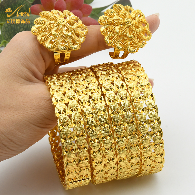 Dubai Armreifen Für Frauen Nahen Osten Gold Farbe Armreif Äthiopischen Saudi-arabischen Armbinde Hochzeit Braut Schmuck Afrikanische Geburtstag
