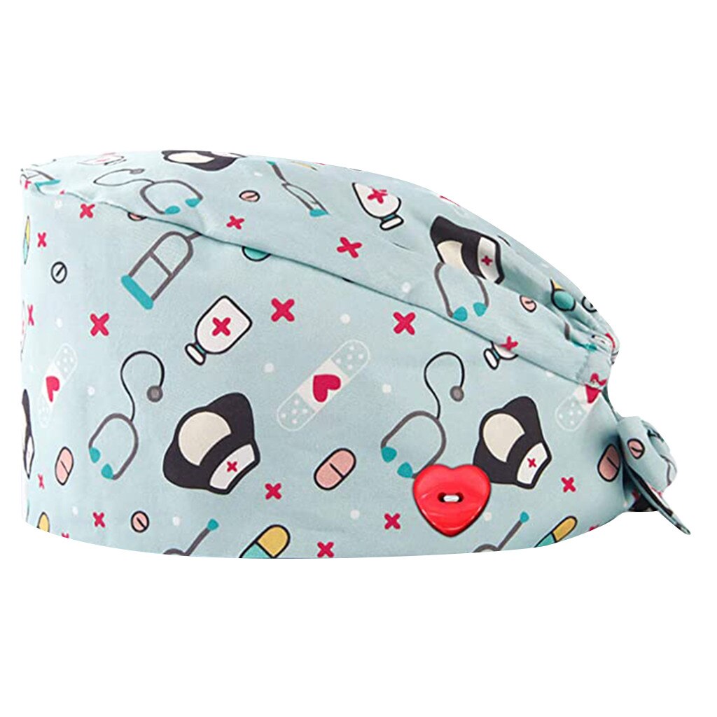 top selling product Printed Button Work Hat Casual Unisex Scrub Cap Support: B
