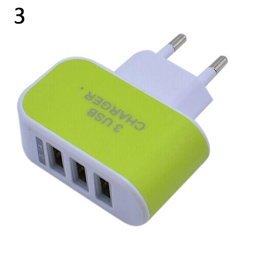 3 Ports 3.1A Triple USB Port Wall Home Travel AC Charger Adapter EU Plug Mobile Phone Charger: Green