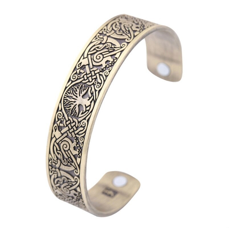 Glamour Romantic Viking Bracelet Endless Love Knot Tree of Life Bird Cuffs Men and Women Open Bracelet Jewelry: gold