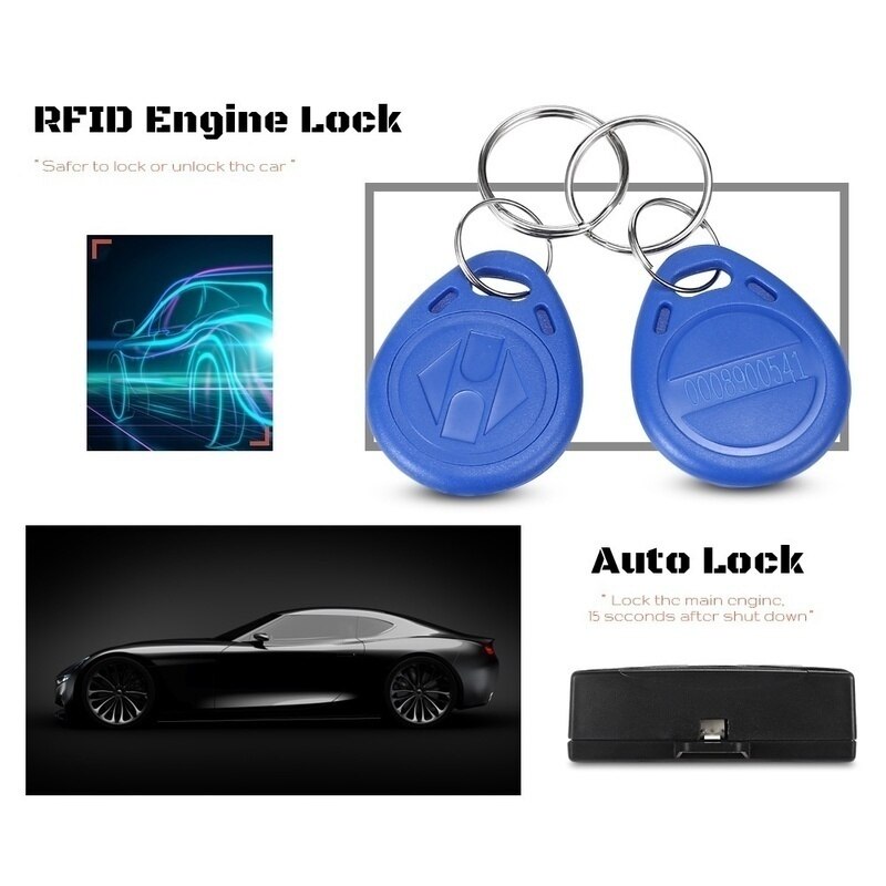 12V Universal Push Start Stop Button Smart Key RFID Car Alarm Push Button Start Keyless Transponder Immobilizer