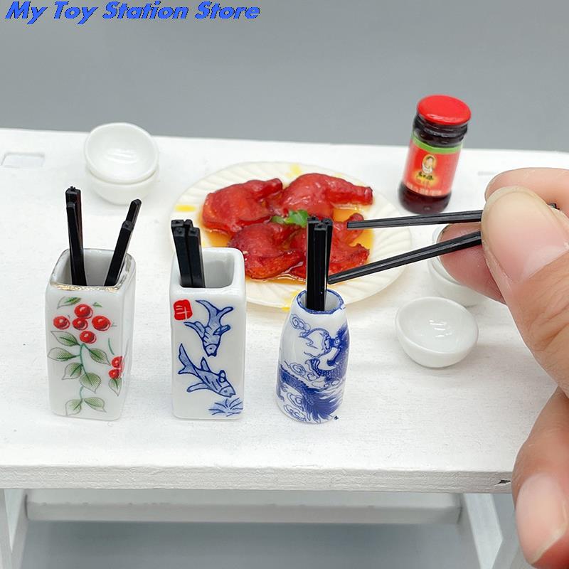 1:12 mini porta bacchette in ceramica miniatura per Astuccio delle bambole accessori casa delle bambole mini mobili da cucina accessori di simulazione giocattolo