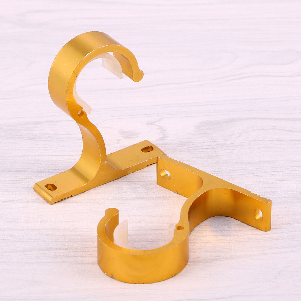 2PCS Curtain Rail Bracket Durable Curtain Bracket Hooks Double Curtain Rod Bracket for Bedroom Home: Golden