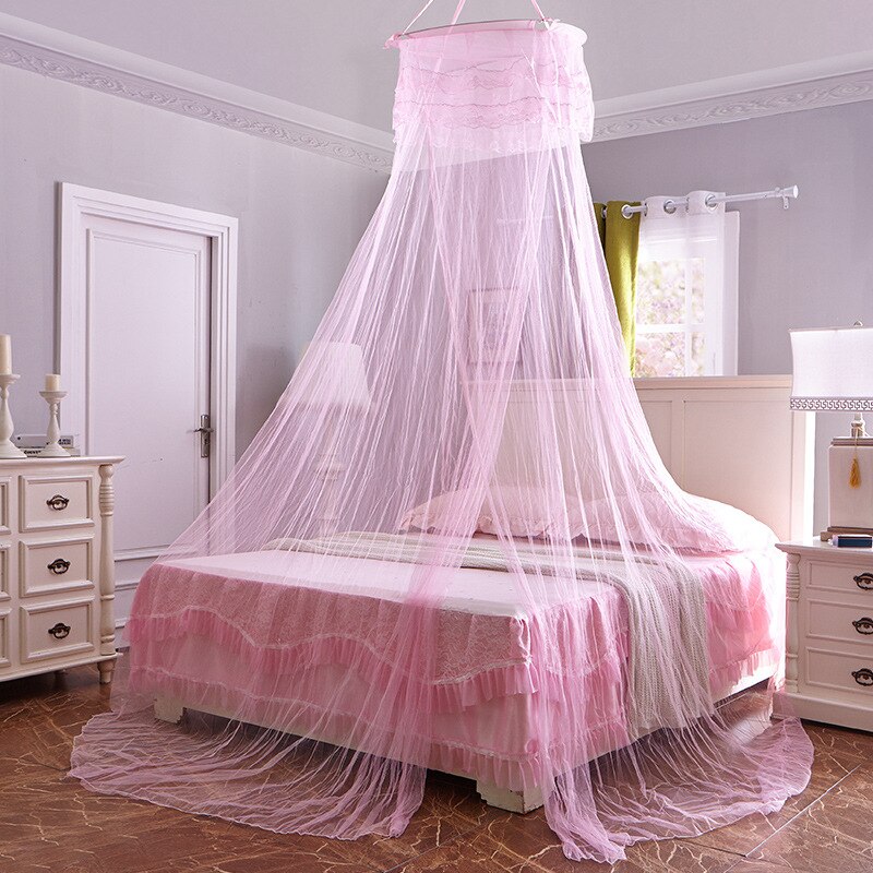 Mosquiteras de techo redondas, No se instalan, cifrado, anti-mosquitos, elevador: light pink